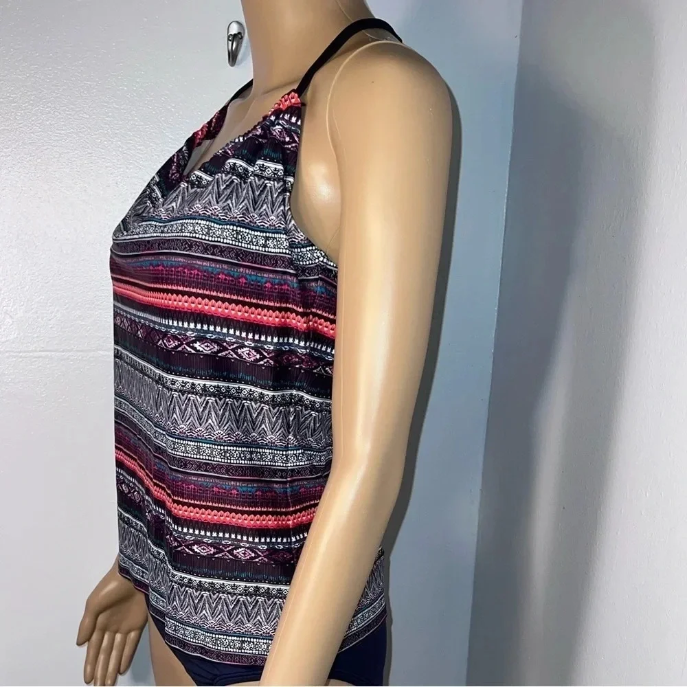 Kona Sol, Sm, racer back tankini top, in a bohemian print, padded cup lining‎